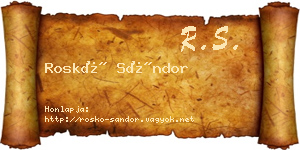 Roskó Sándor névjegykártya
